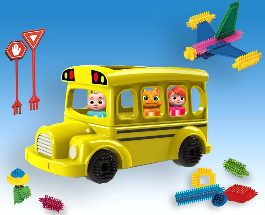 Buy Cocomelon School Bus Building Blocks Playset Online | Yallatoys Qatar