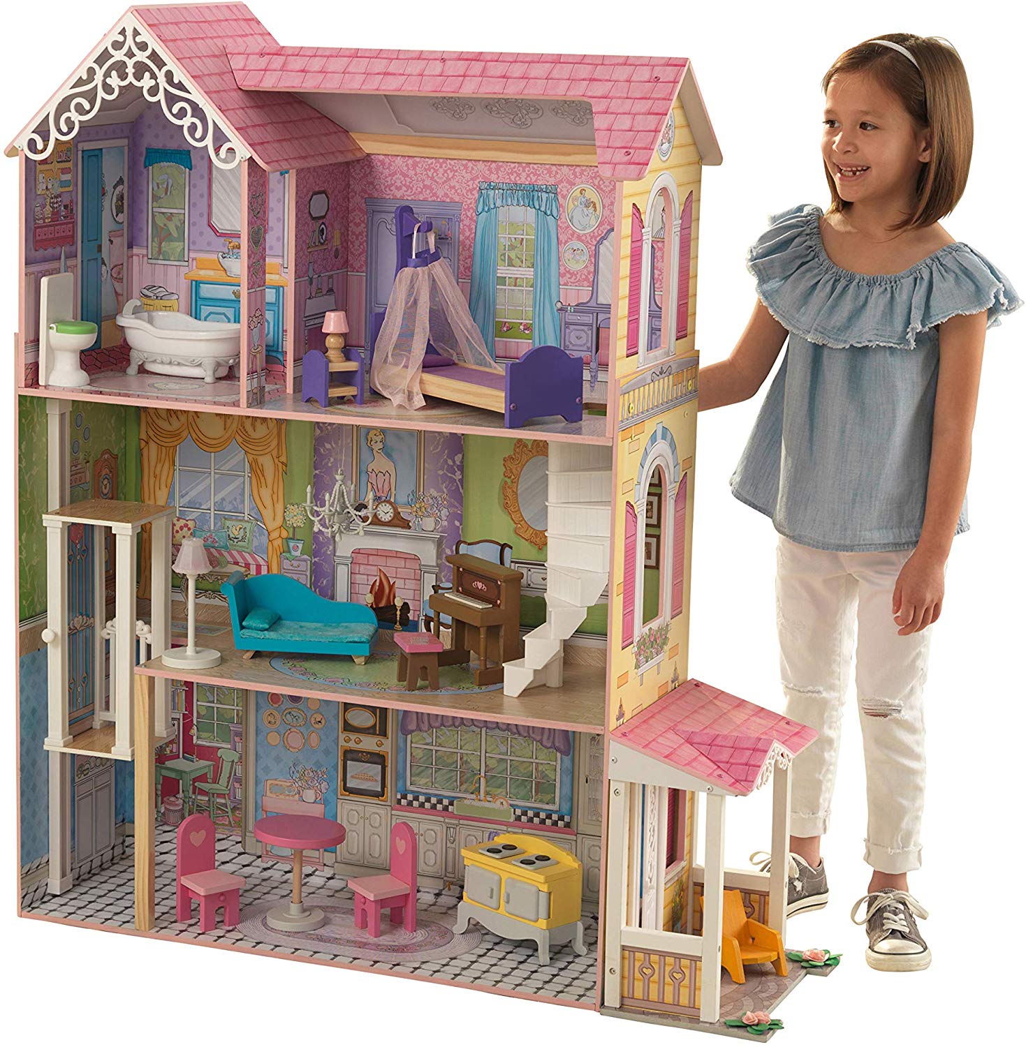 Buy Kidkraft Veronica Wooden Doll House Online Yallatoys Qatar