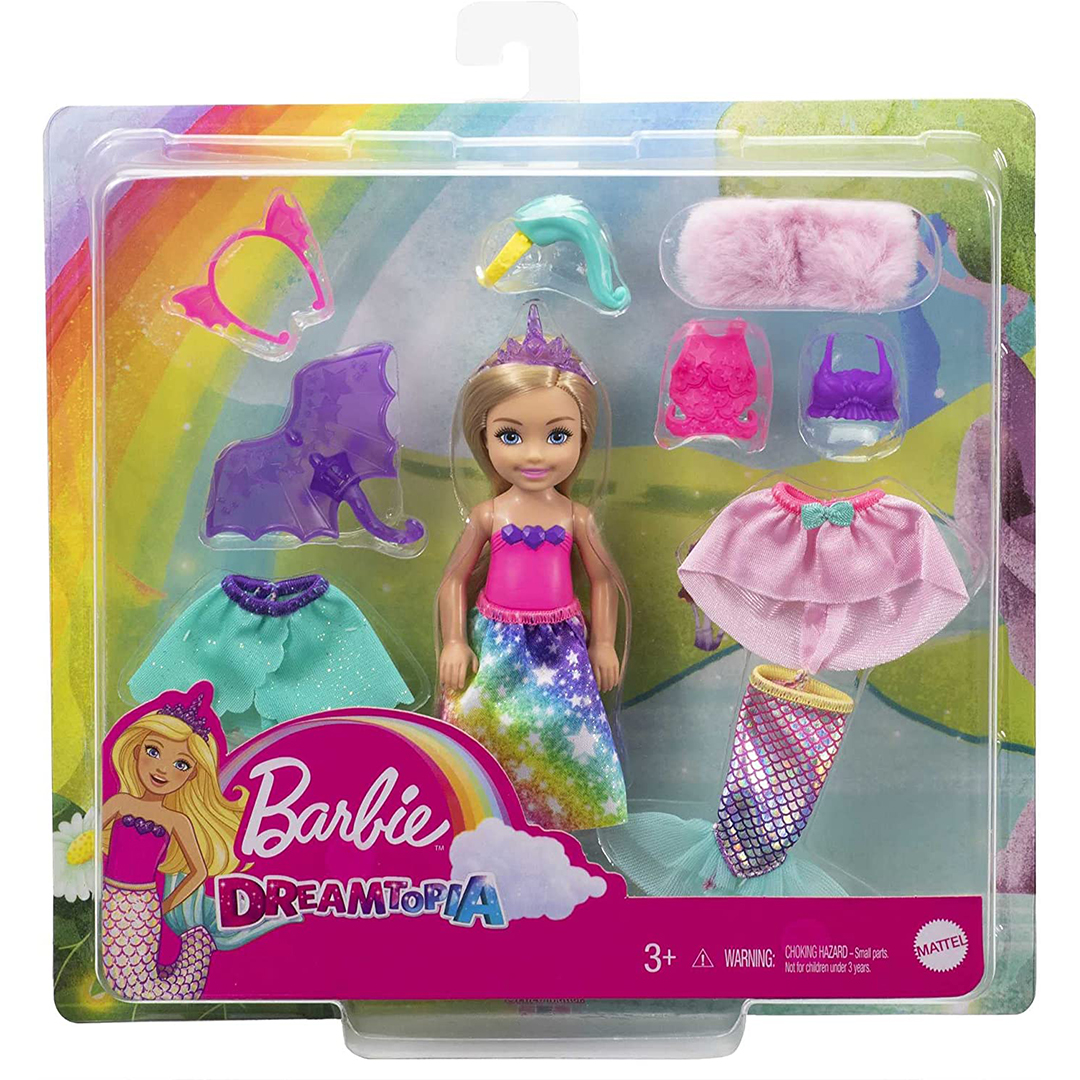 Buy Barbie Dreamtopia Chelsea Mermaid Doll Dress Set with 12 Fashionable  Pieces Online Yallatoys