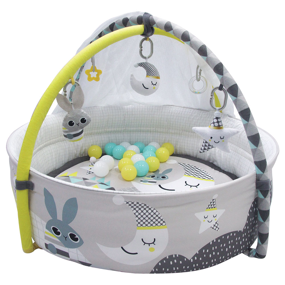 Buy Moon Good Night Baby Pool Activity Gym with 20 Balls and Mosquito Net Online Yallatoys Qatar
